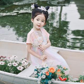 【拼接甜美绣花汉服裙子】夏季女童唐装公主连衣裙户外礼服
