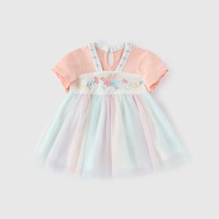 【拼接甜美绣花汉服裙子】夏季女童唐装公主连衣裙户外礼服