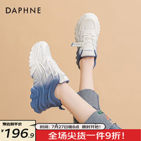 达芙妮（DAPHNE）官方 老爹鞋女2024新款网面透气厚底百搭渐变运动休闲鞋子女JD 白粉色【主图渐变款】 36