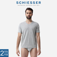 【清仓特惠】2件装SCHIESSER舒雅奥莱男士舒美棉V领短袖上衣T恤