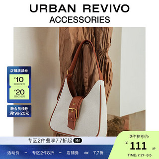 URBAN REVIVO 2024春季女士时尚棉麻帆布单肩包UAWB40079 米白