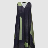 URBAN REVIVO 女士度假休闲艺术感印花无袖连衣裙 UWH740097 深紫印花 M