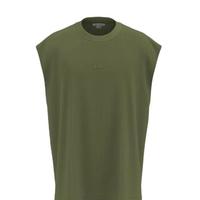 URBAN REVIVO 男士简约休闲字母刺绣棉质无袖背心 UMY440005 卡其绿 XS