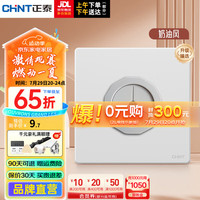 正泰（CHNT）开关插座面板超薄哑光磨砂大板奶油风家用86型墙壁电源 K3E雅致白 出线孔