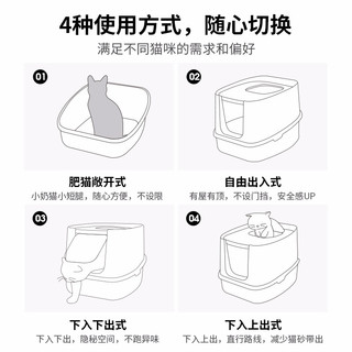 LOVE YOU PET猫砂盆全封闭防外溅猫厕所猫屎盆猫沙盆猫便盆 灰白小号 灰白小号+猫砂铲+过滤棉