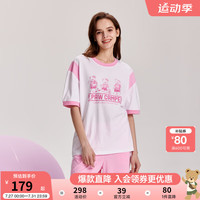 PawinPaw卡通小熊童装2024年夏季亲子装撞色运动短袖套装休闲 Pink粉红色/25（成人款） 160