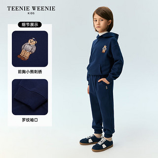 Teenie Weenie Kids小熊童装24冬季男女童宝袋鼠插袋连帽卫衣 粉色 100cm