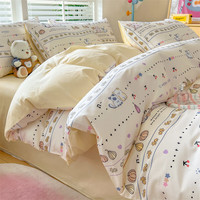 兰芮 四件套床上用品纯棉亲肤裸睡套件全棉四件套 南瓜小猫 1.5/1.8m 床单款 被套200
