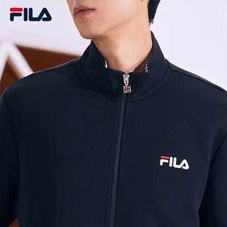 FILA 斐乐男装针织外套秋冬基础简约休闲通勤立领上衣男 传奇蓝-NV 190/108A/XXXL