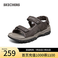 斯凯奇（Skechers）男鞋魔术贴凉鞋休闲户外鞋简约舒适露趾沙滩鞋204105 巧克力色/CHOC 42.5