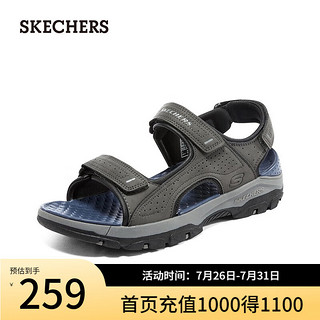 斯凯奇（Skechers）男鞋魔术贴凉鞋休闲户外鞋简约舒适露趾沙滩鞋204105 炭灰色/CHAR 44