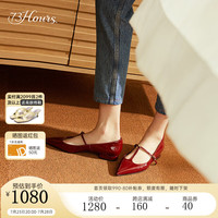 73Hours女鞋纽约情书2024秋季复古显瘦法式平底单鞋玛丽珍鞋 酒红 39