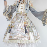 豹了个猫原创lolita中华风鹤卿遥遥op2.0洛丽塔连衣裙 浅灰色 M