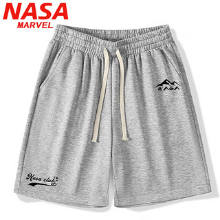 NASA MARVEL短裤男夏季五分裤休闲中裤宽松沙滩裤运动纯色款 黑色 3XL 3XL（175斤-195斤）