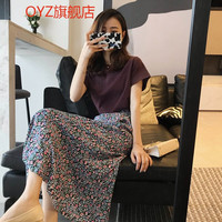 OYZ裙子港味洋气赫本轻熟风可盐可甜炸街碎花半身裙两件套装女装夏季 上衣＋碎花半身裙 M