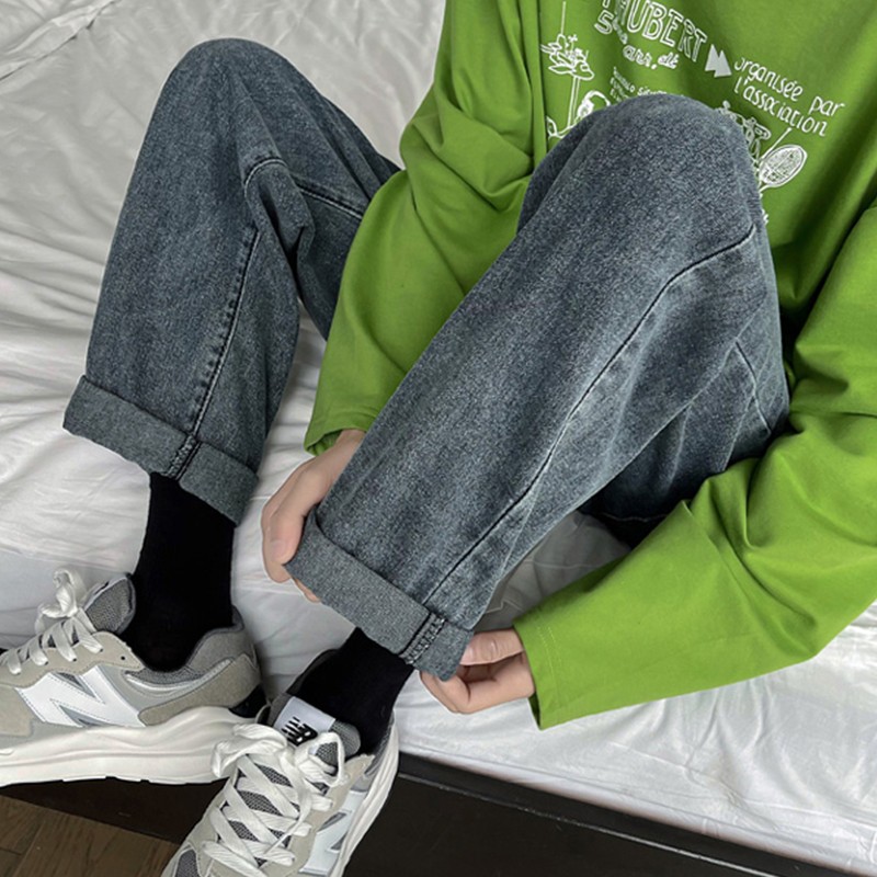 至唯牛仔裤男直筒宽松百搭九分裤子男潮流牌阔腿夏季薄款韩版休闲裤男