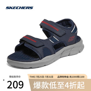 SKECHERS 斯凯奇 男鞋户外沙滩鞋透气软底魔术贴凉鞋 237286 NVGY海军蓝色/灰色 41