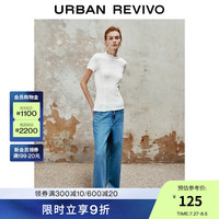 UR2024秋季新款女装时尚褶皱肌理感显瘦修身短袖T恤UWM440005