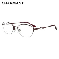 夏蒙(Charmant)眼镜框女款近视眼镜架CH16438 RE+依视路钻晶膜岩1.56镜片 依视路钻晶膜岩1.56/-800度内
