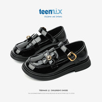 天美意（TEENMIX）天美意女童公主鞋子2024春秋季儿童黑色小皮鞋软底大童单鞋潮 黑色 32码 内长206.6mm脚长196.6mm
