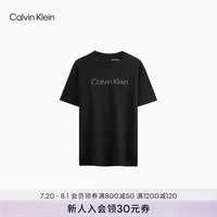 Calvin Klein运动24秋季新款男士经典ck字母印花纯棉跑步健身短袖T恤GMF4K142 BAE-太空黑 S