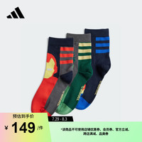 adidas漫威联名三双装训练袜子男小童儿童阿迪达斯 深灰/森林绿/传奇墨水蓝 M