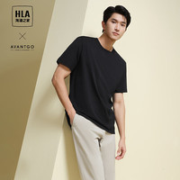 海澜之家（HLA）短袖T恤男24凉感圆领透气短袖男夏季 黑色CC 175/92A L137~150斤