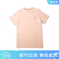 汤米希尔费格(Tommy Hilfiger)夏季休闲简约男士圆领短袖棉T恤 09T3139 682 粉色 M