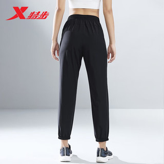 特步（XTEP）VR Running运动九分裤女柔软冰丝裤子977228690274 正黑色 M