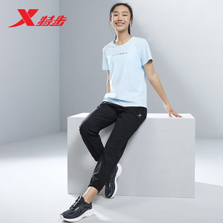 特步（XTEP）VR Running运动九分裤女柔软冰丝裤子977228690274 正黑色 M