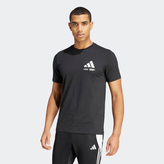 adidas休闲印花上衣圆领短袖T恤男装夏季阿迪达斯轻运动 黑色 XS