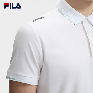 FILA 斐乐男子针织短袖POLO衫2024秋季商务休闲基础上衣 标准白-WT 180/100A/XL