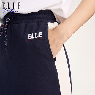 ELLE ACTIVE 百搭运动风小开叉撞色半身裙女士秋季学院风活力减龄运动裙半裙 藏青色