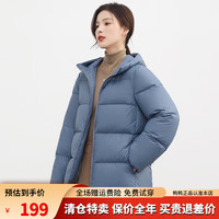 鸭鸭羽绒服鸭鸭（YAYA）羽绒服女短款小个子面包服韩版连帽时尚百搭保暖外套KL 雾霾蓝色 S