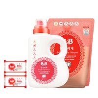 【超级桶】B&B保宁婴幼儿洗衣液1.3L+1.5L+甘菊皂200g+洋槐皂200g