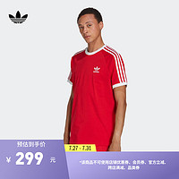 adidas adicolor复古穿搭运动圆领短袖T恤男装夏季阿迪达斯三叶草 秀场红 XL