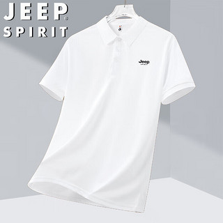 JEEP SPIRIT吉普短袖T恤夏季男POLO衫商务休闲翻领舒适透气 黑色 2XL  2XL（145-160斤）