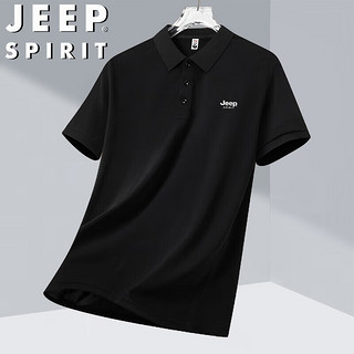 JEEP SPIRIT吉普短袖T恤夏季男POLO衫商务休闲翻领舒适透气 藏青 L  L（115-130斤）