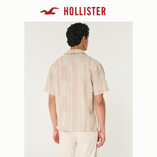 HOLLISTER24夏纯棉度假风宽松古巴领短袖衬衫 男 KI325-4061 浅棕色图案 XS (170/84A)