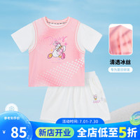 迪士尼宝宝（Disney Baby）童装女童短袖套装黛丝运动套装舒适透气24年夏 玫粉 150