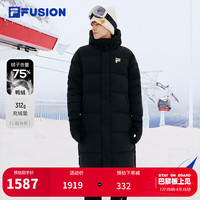 FILA FUSION斐乐潮牌情侣款长款羽绒服冬季保暖连帽上衣