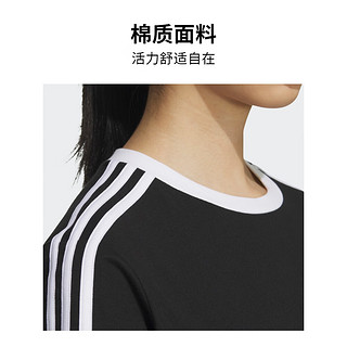 adidas休闲宽松上衣圆领短袖T恤女装夏季阿迪达斯轻运动 黑色/白 L