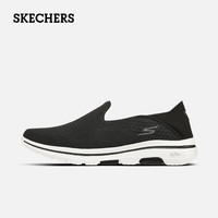 Skechers斯凯奇男鞋秋冬季款时尚轻便休闲舒适缓震一脚蹬运动健步鞋 黑色/白色 42