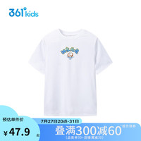 361°儿童短袖男小童夏季透气卡通短袖针织衫 白120 【款式3】本白