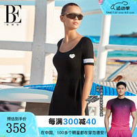 范德安（BALNEAIRE）小红心系列连体裙式泳衣女 时尚学院派 视觉显瘦 UPF50+ 60971 黑色 L