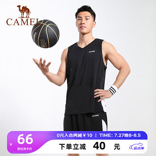 骆驼 CAMEL运动篮球服套装男士运动背心蓝球比赛训练服队服球衣 Y1S2LH608，黑色/白 XXL