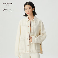 哥弟真的好DEEP BREATH深呼吸粗斜纹大口袋廓形纯棉牛仔外套女A401032 白 S(2码)