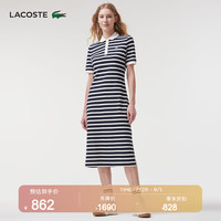 法国拉科斯特 LACOSTE女装夏季时尚优雅修身短袖POLO领连衣裙女|EF1342 166/藏青条纹 36/160