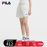 FILA 斐乐杨幂同款女梭织短裤2024夏季时尚简约宽松休闲裤子 云菇白-WT 160/62A/S