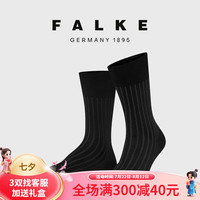FALKE德国鹰客Shadow条纹罗纹商务袜时尚潮休闲棉男士中筒袜14648 深灰-3030 43-44